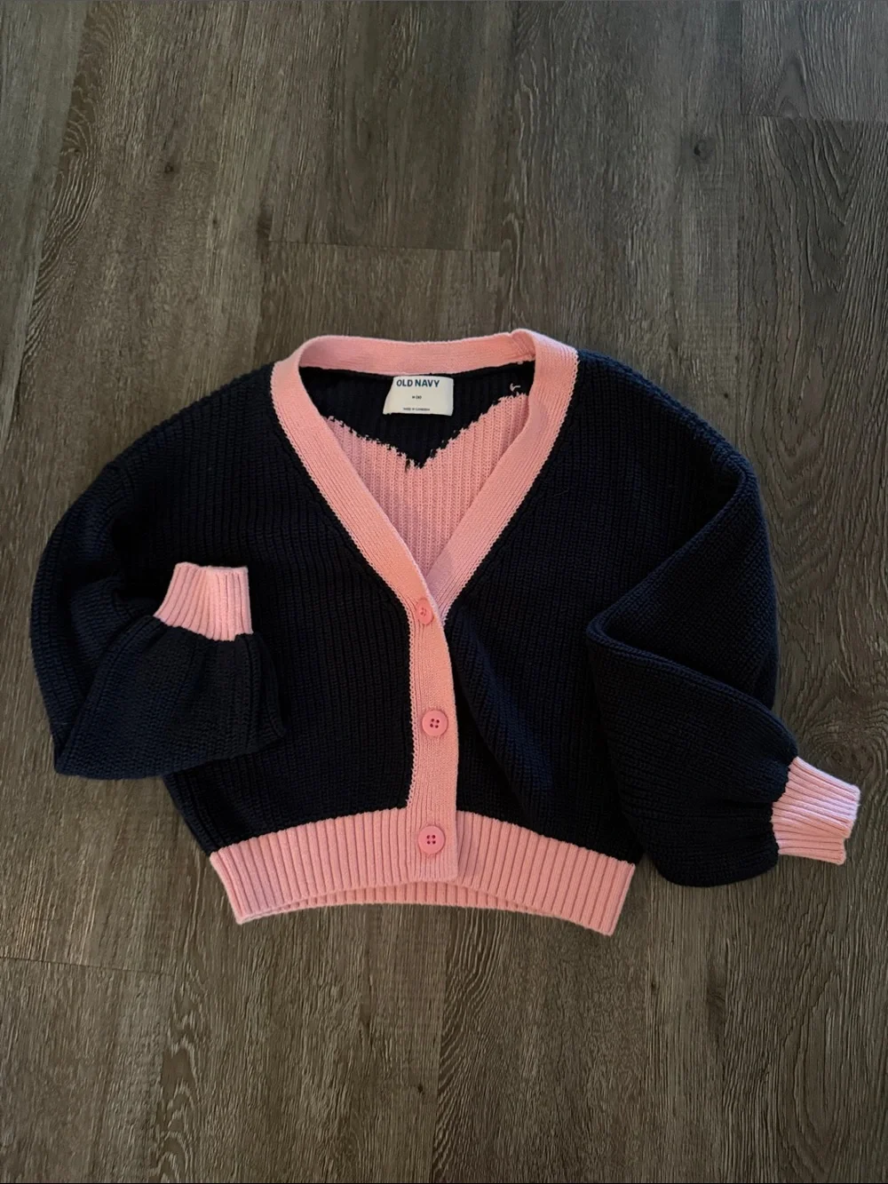 Girls Knit Sweater with Pink Heart Detail